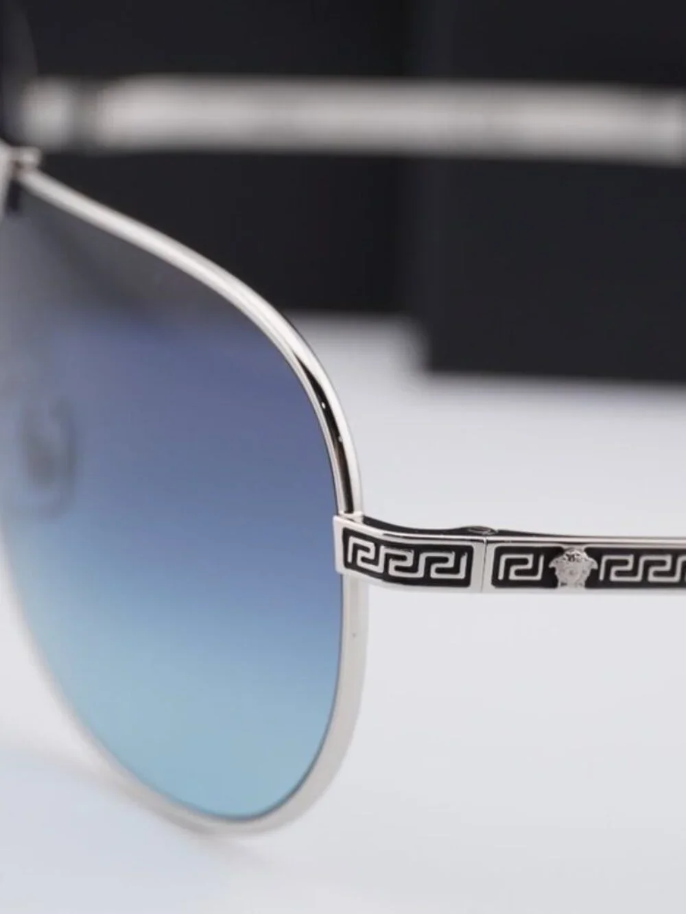 Versace VE2293 100019 Shield Sunglasses – Silver / Blue